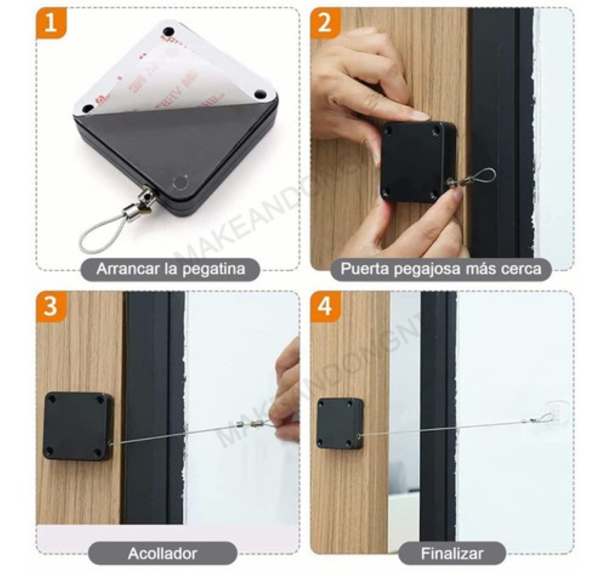2pzs Cierra Puertas Automático Sin Perforaciones Soporte 6cm Negro