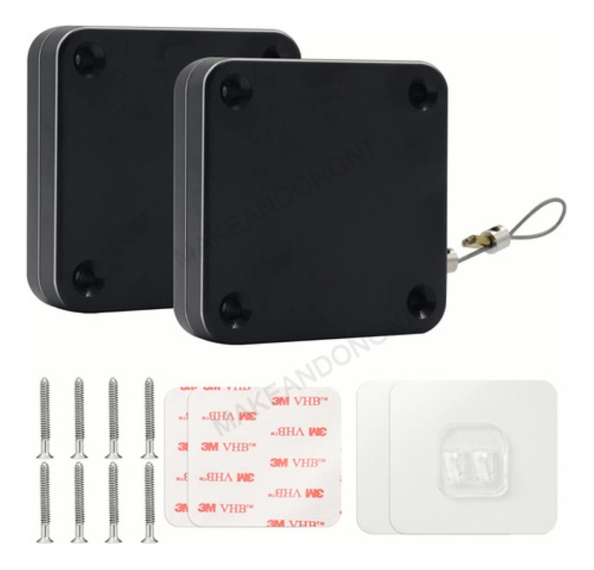 2pzs Cierra Puertas Automático Sin Perforaciones Soporte 6cm Negro