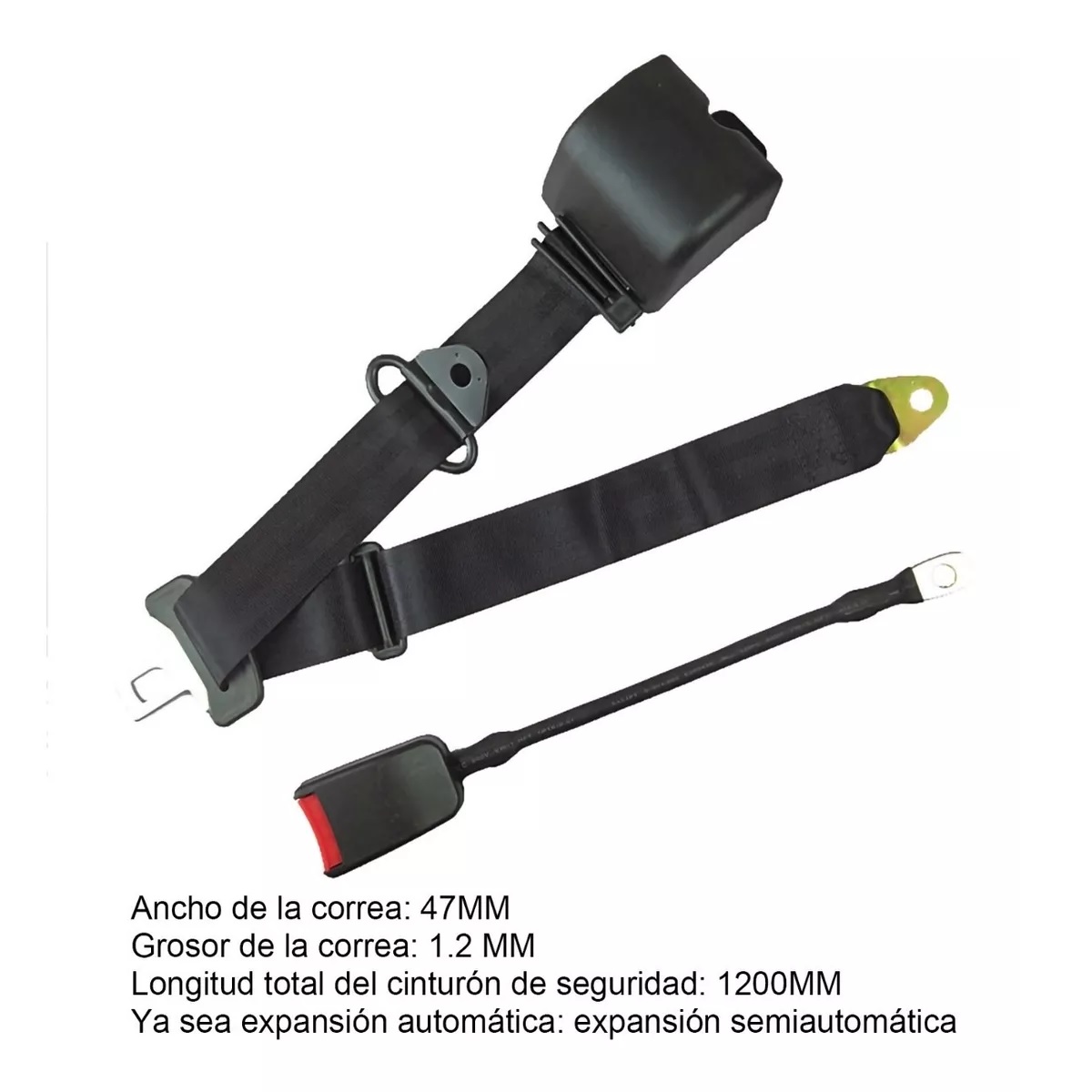 Par Cinturones De Seguridad Universales Retráctiles De 3 Puntos Negro.