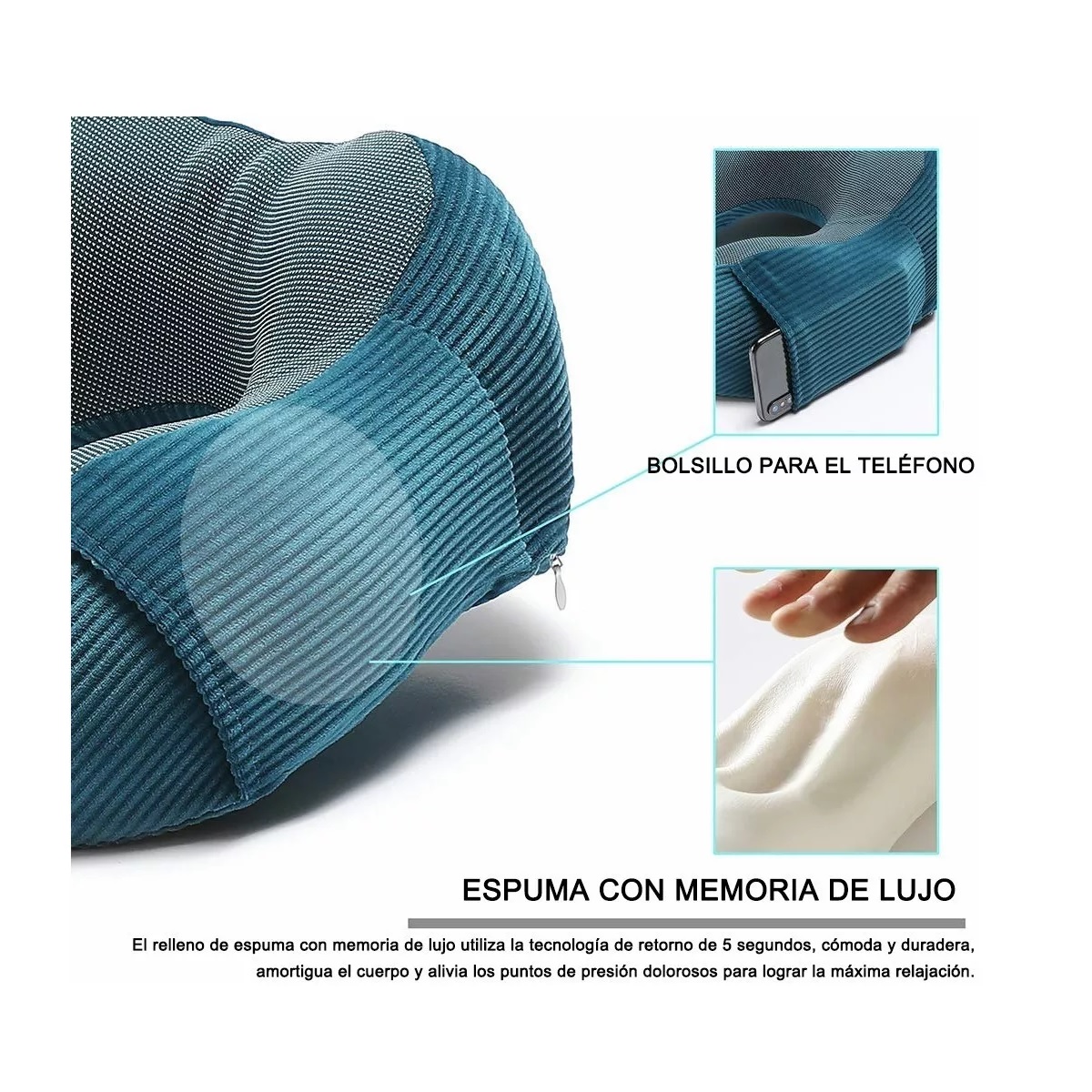 Almohada Cojín Cuello De Viaje,almohada Espuma Viscoelástica.