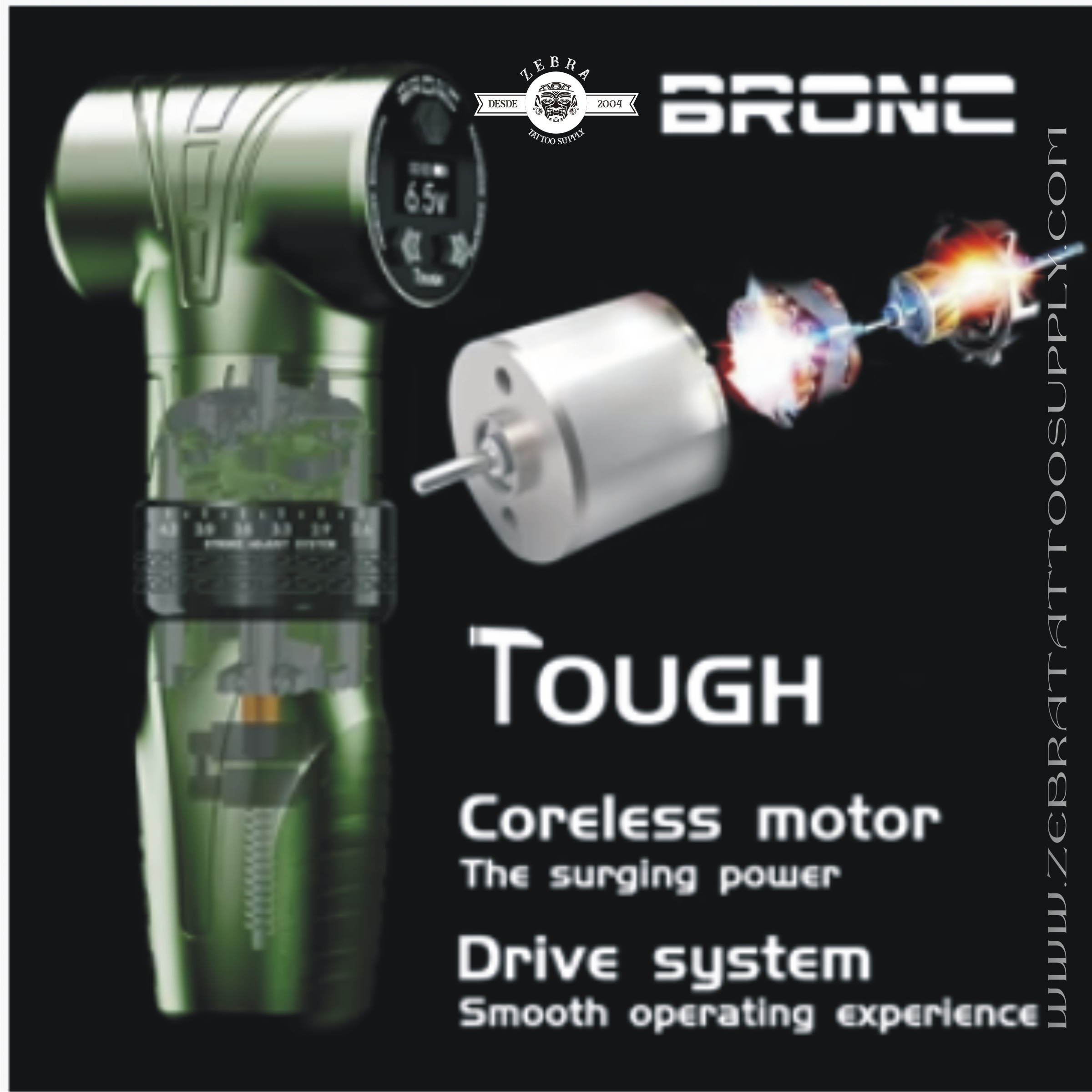 Bronc TOUGH Pen para tatuaje, estrías, scalp, microblading, micropigmentación inalámbrica uso con cartuchos universales
