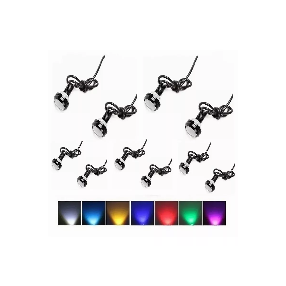 Set 10Pzas Focos Ojo De Aguila Faros Led Tipo Xenon Niebla Azul Hielo.