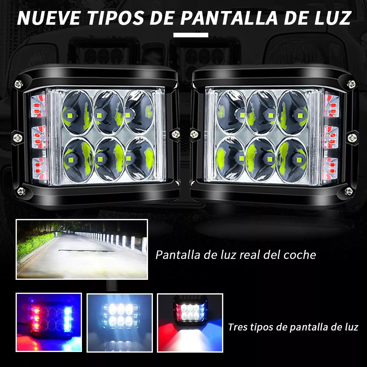 Par Faros Dually 12 Led Blanco Codigo Rojo Azul Jeep Moto.
