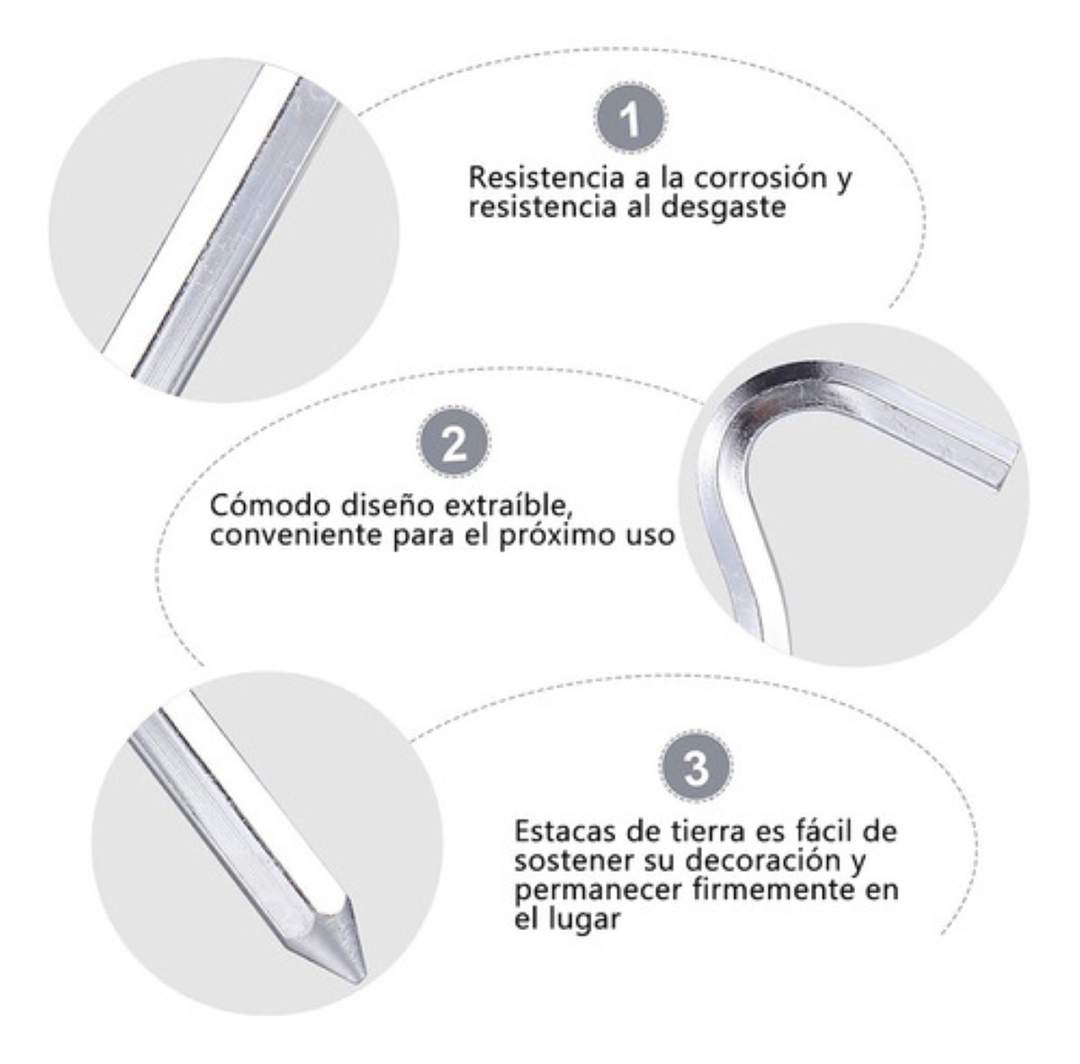 10pcs Estacas Piquetas Para Tienda De Campaña Exterior Suelo PLATA