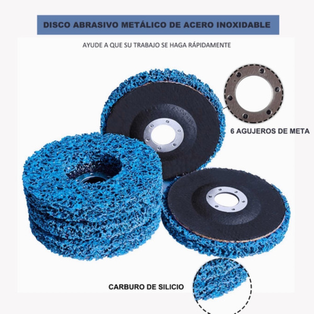 5pcs Discos Abrasivos De Desoxidación Metal Rueda Pulidora AZUL