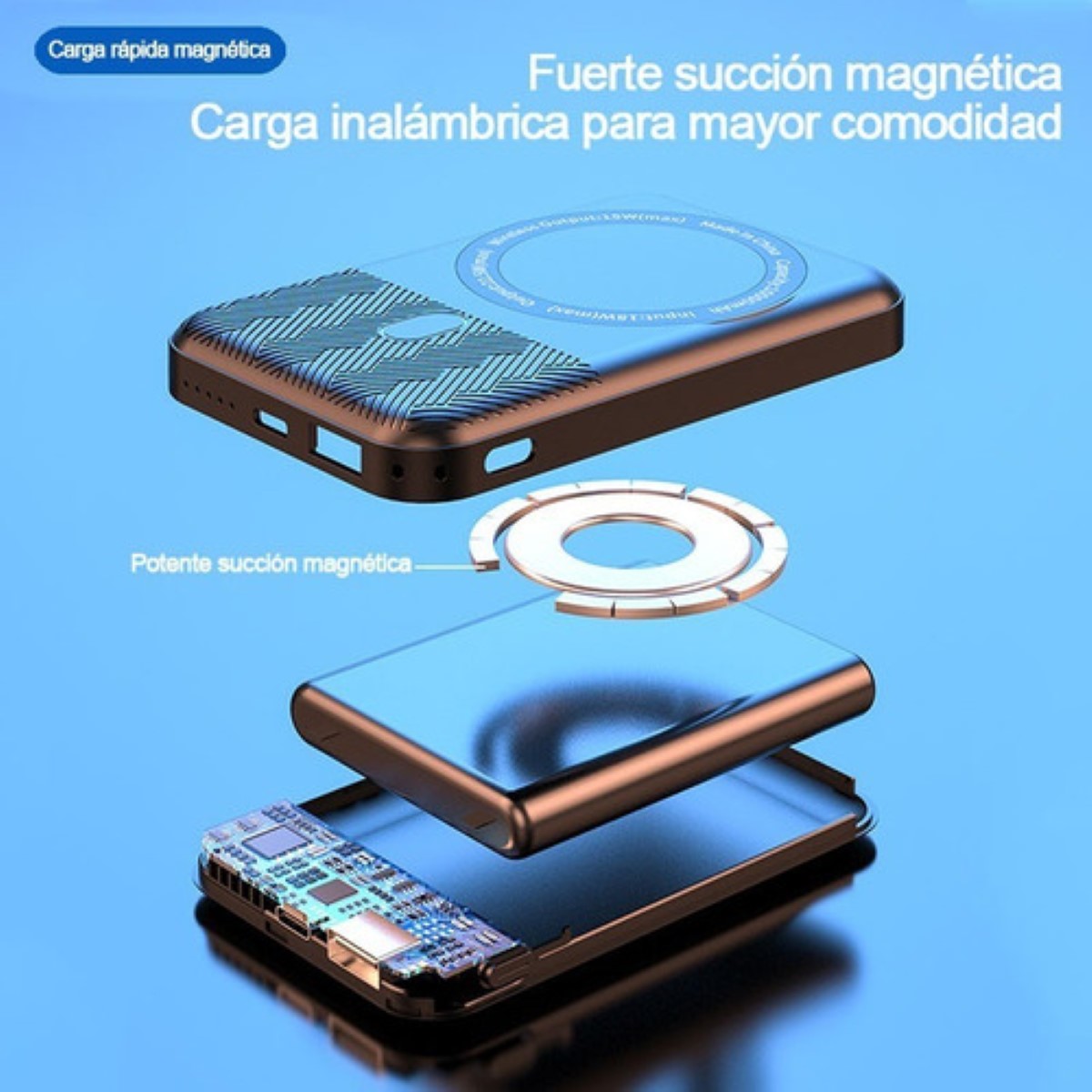 Cargador Power Bank Inalámbrico 10000mah negro