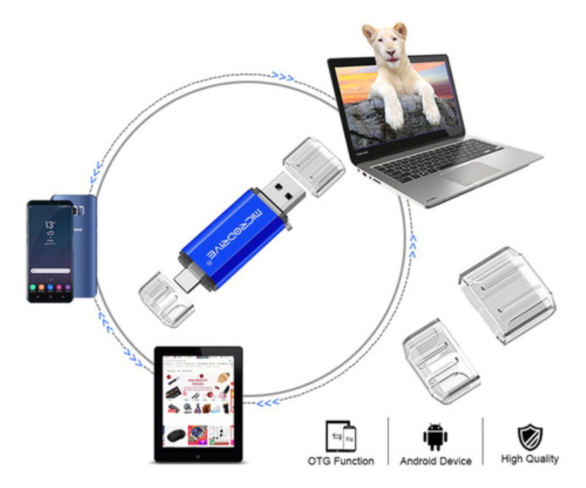 Memoria Usb Tipo C 64 Gb 2 En 1 Para Celular/pc Classic Type-tc Blue