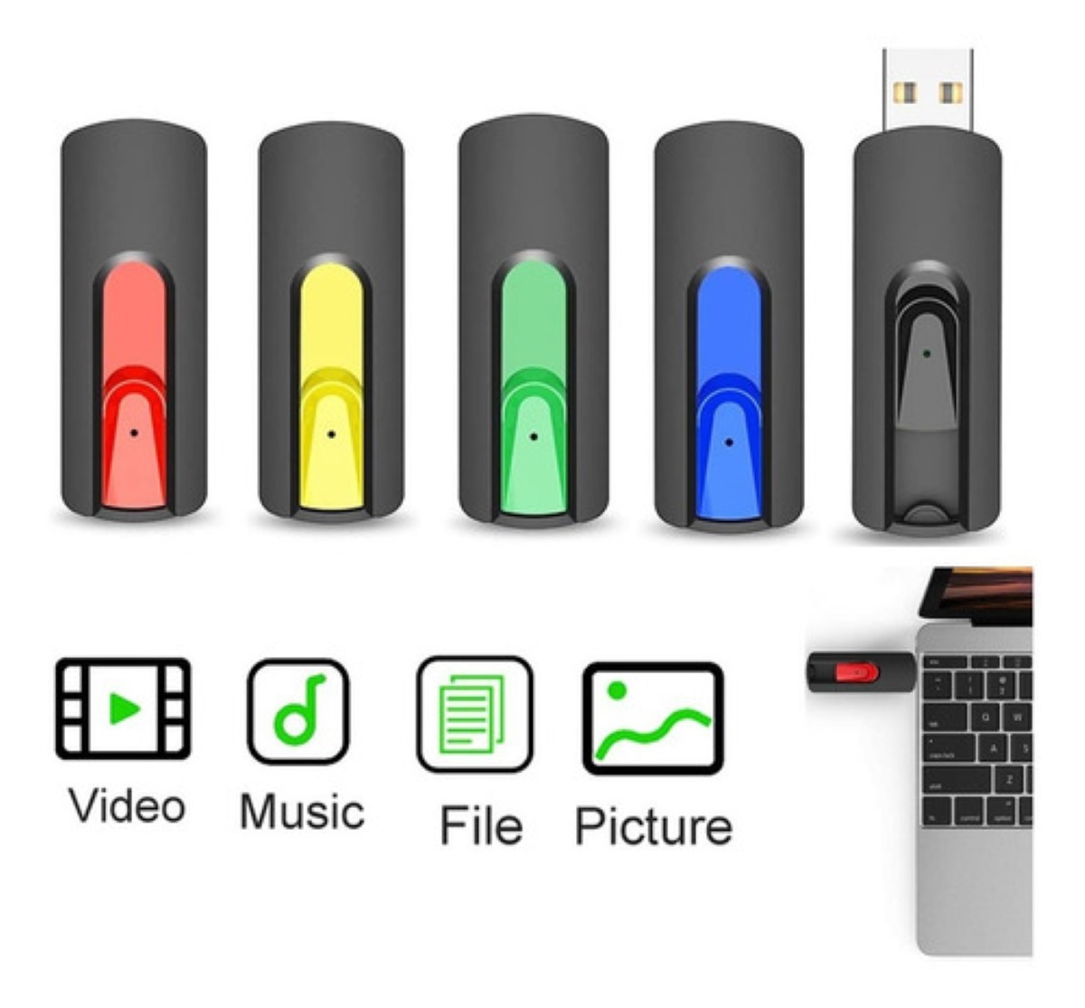 Memorias Usb Topesel 32gb 2.0 Paquete De 5 negro