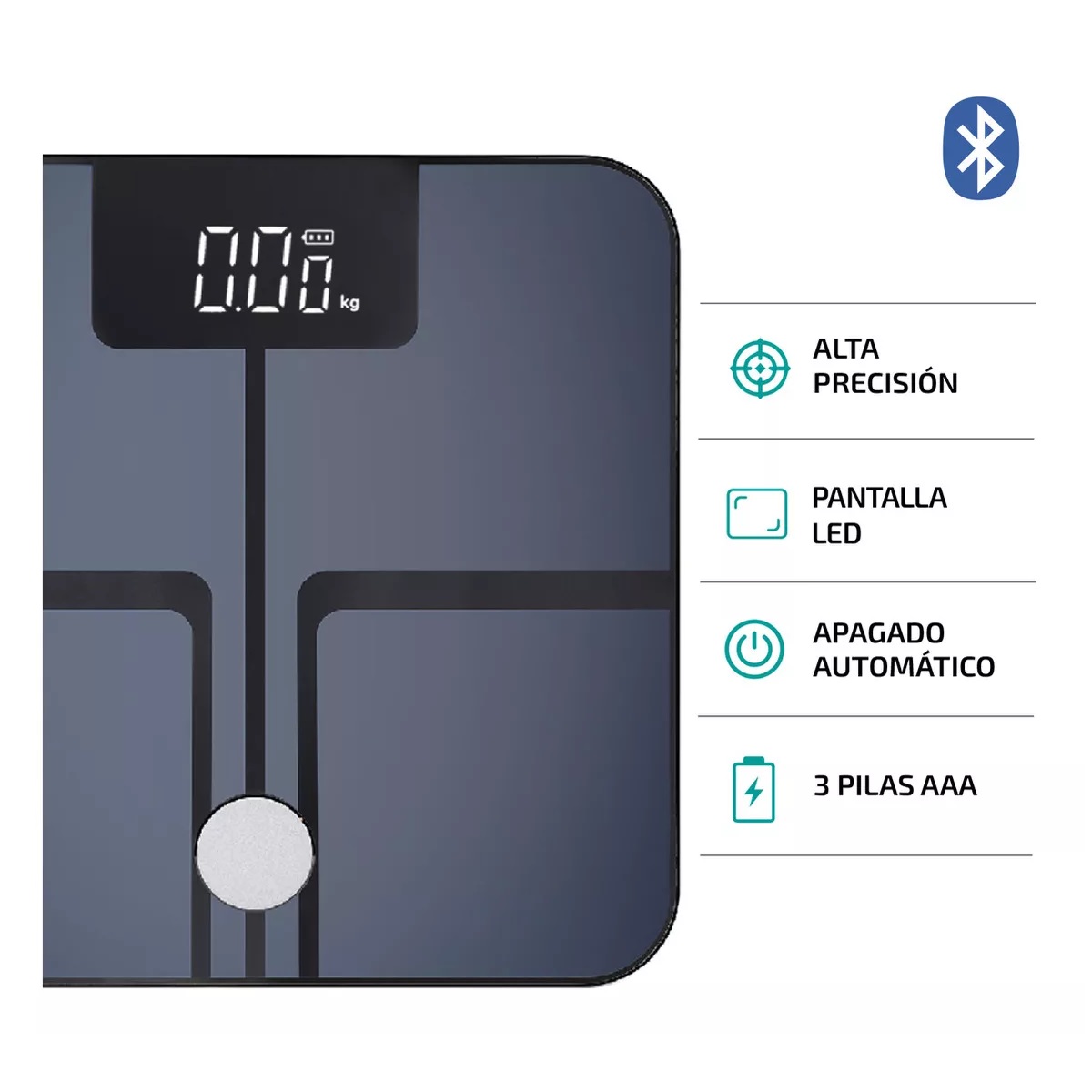 Bascula Digital Inteligente Bluetooth 180 Kg Negro.