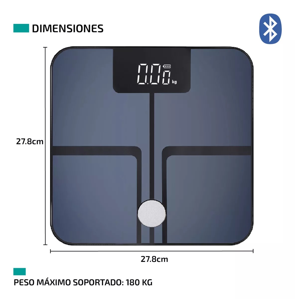 Bascula Digital Inteligente Bluetooth 180 Kg Negro.