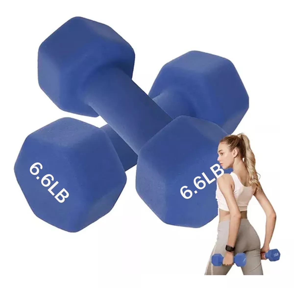 Mancuerna Pesa Neopreno 3 Kg Gym Entrenamiento Kit 2 Piezas Azul.