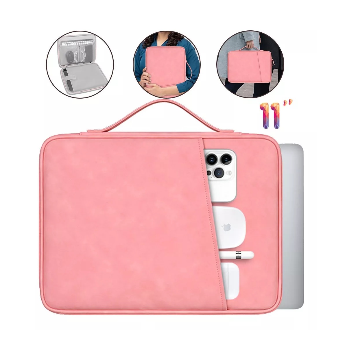 Maletin Para Laptop Impermeable Funda Para Tableta Rosa 10.8-11Plg.