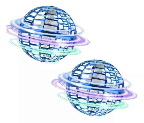 2 Pelotas Voladoras Azules Mágicas Luces Led Giratorias Recargable.