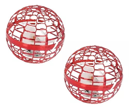 2 Pelotas Voladoras Rojas Mágicas Luces Led Giratorias Recargable.