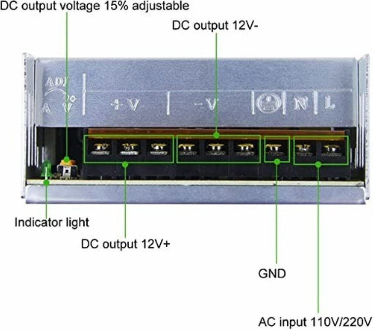Fuente Conmutada 12v 30a 360w Eliminador Transformador Drive Gris