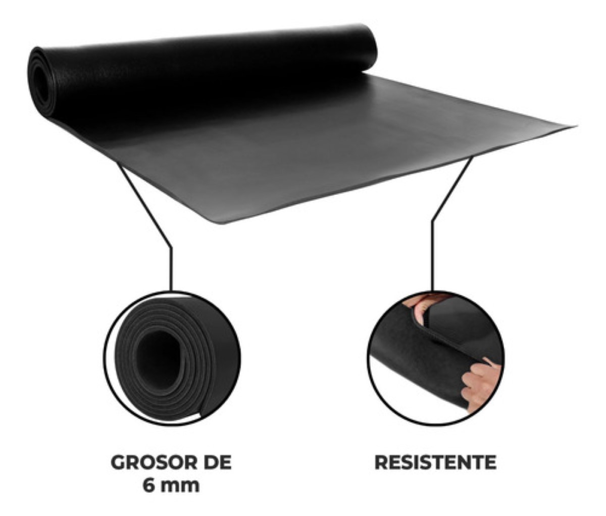 Tapete Portátil Yoga Pilates Fitness Ejercicio Relajación Negro