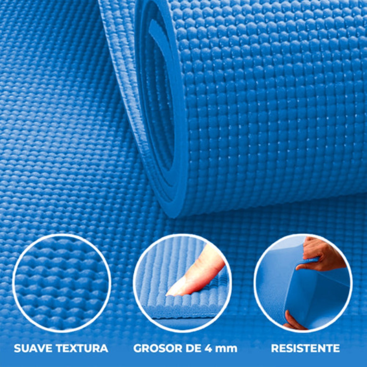 Tapete Portátil Yoga Pilates Fitness Ejercicio Relajación Azul