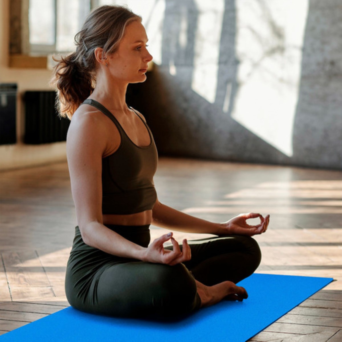 Tapete Portátil Yoga Pilates Fitness Ejercicio Relajación Azul