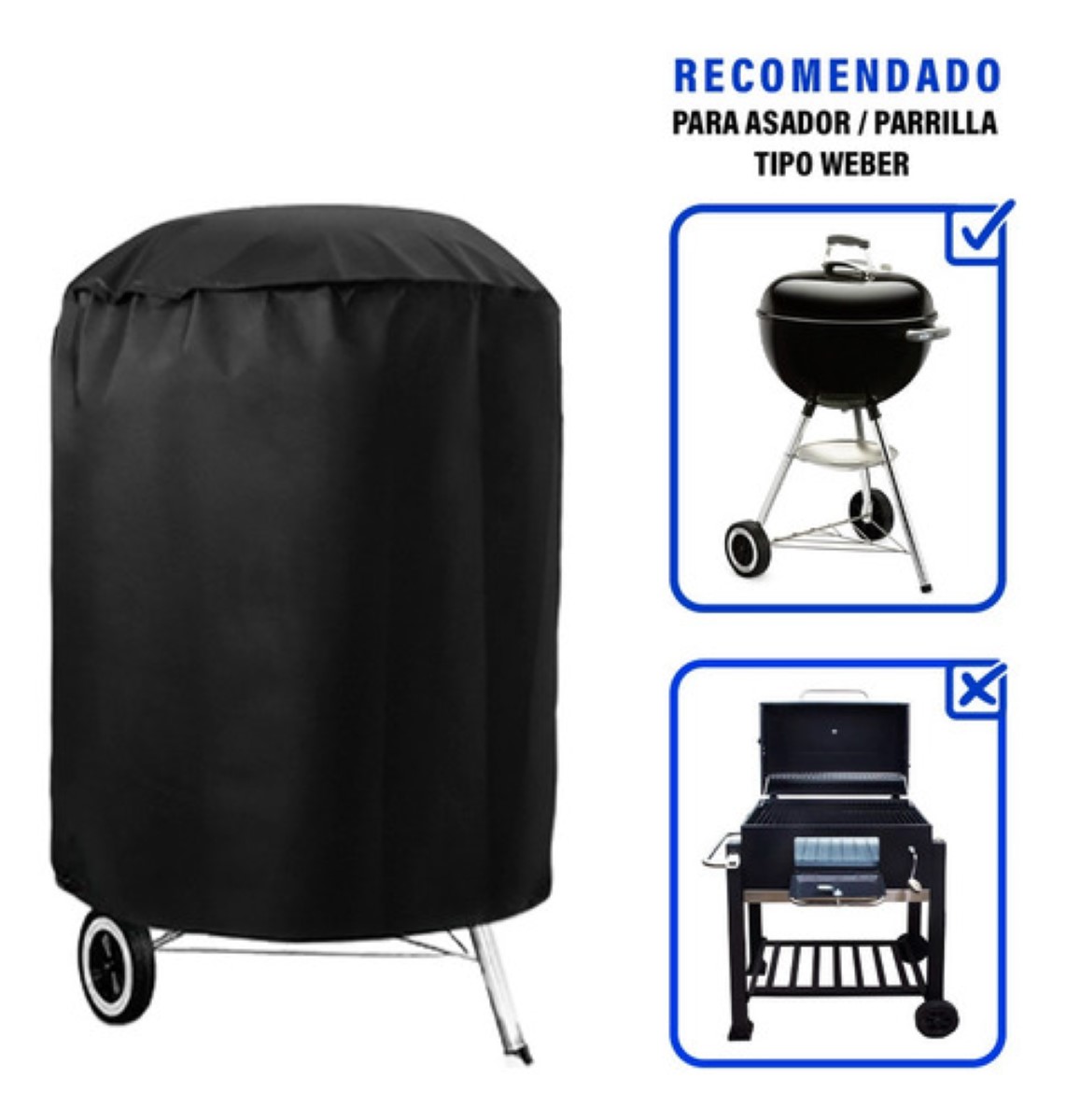 Funda Para Asador Redondo Tipo Weber Kettle negro