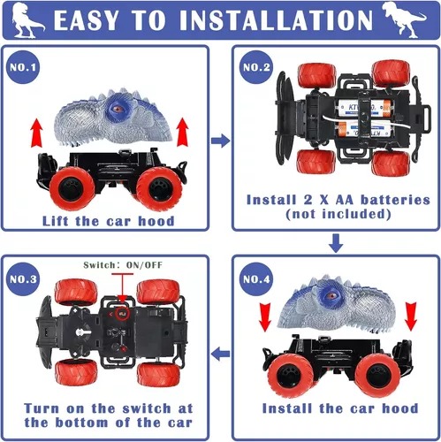 Carrito Dinosaurio Azul De Radio Control Cars Dinosaur Pilas Niñ@.