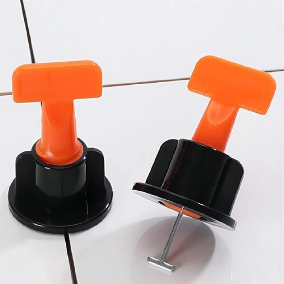 Kit Sistema Nivelador Azulejo Loseta Piso Reutilizable 50pza naranja