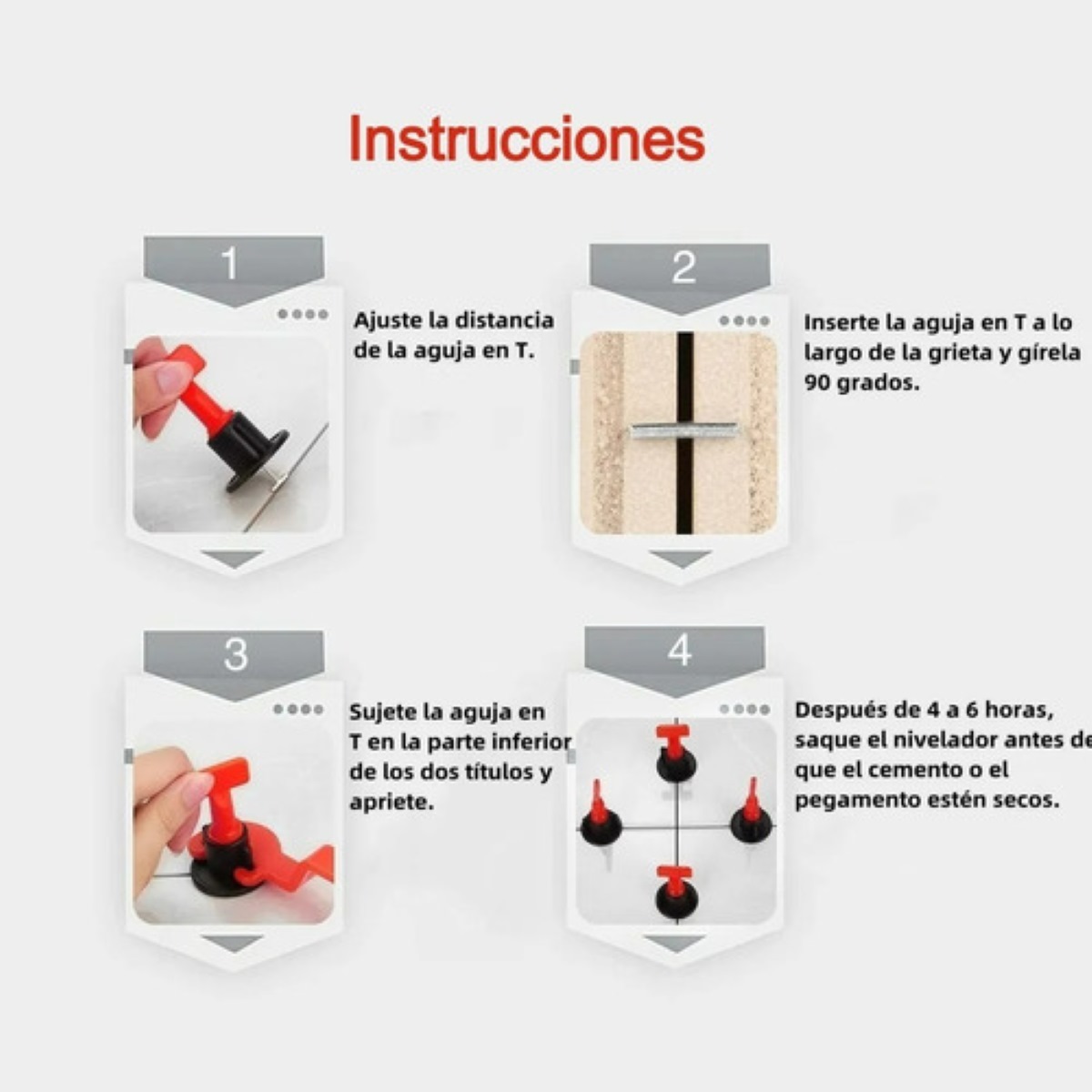 Kit Sistema Nivelador Azulejo Loseta Piso Reutilizable 50pza naranja