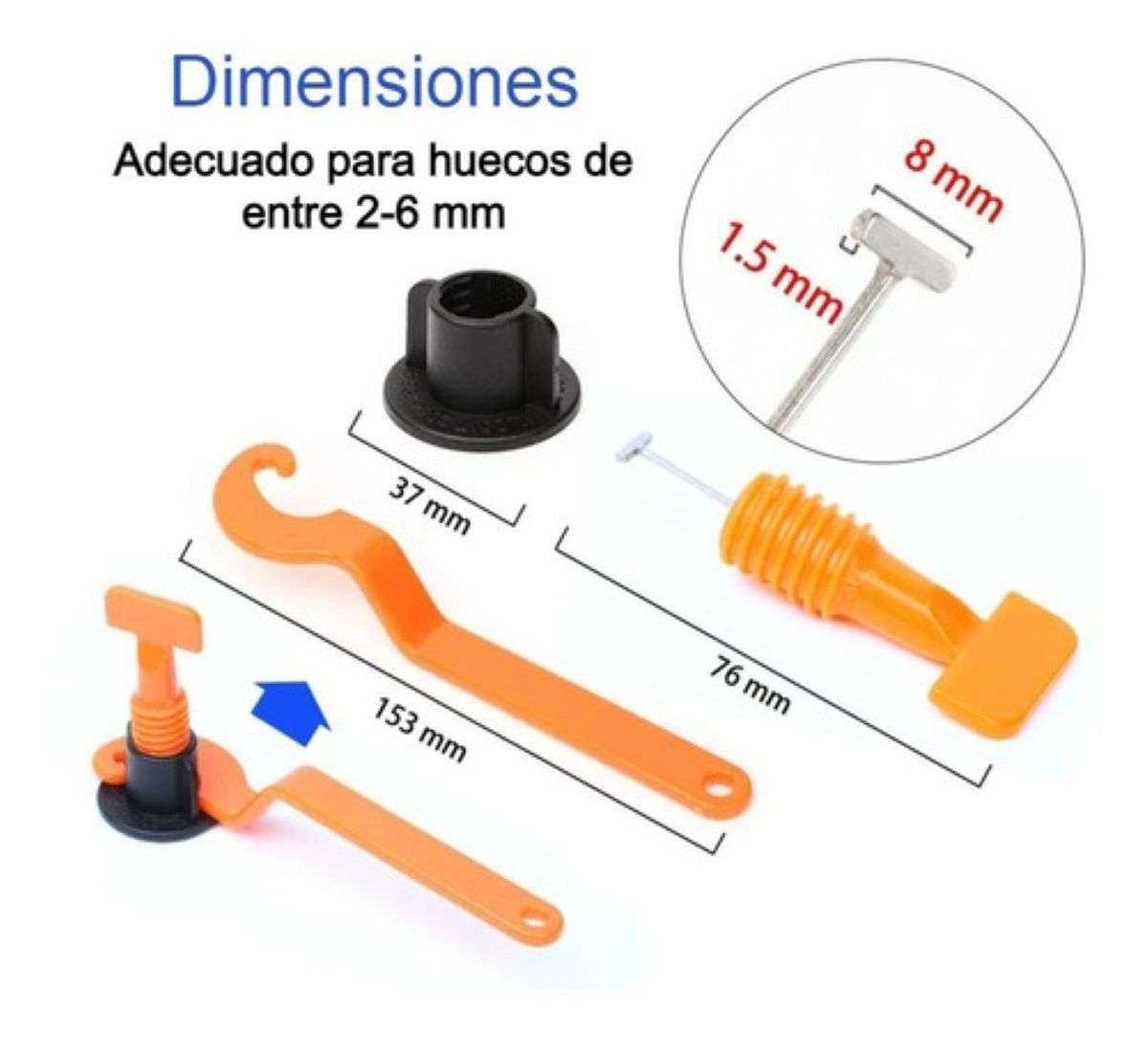 Kit Sistema Nivelador Azulejo Loseta Piso Reutilizable 50pza naranja