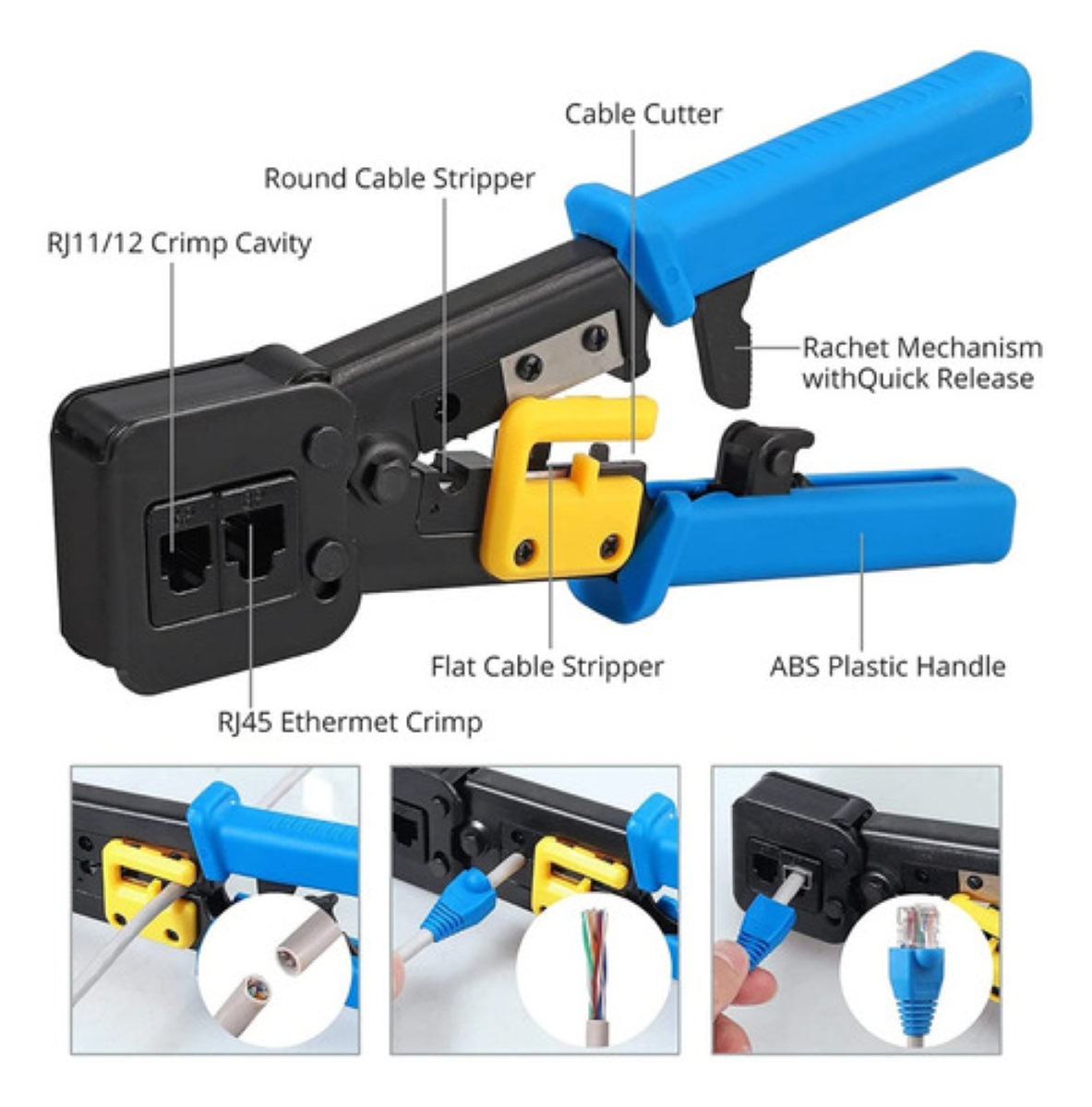Cable De Prueba Probador Pelacables Rojo Rj11/rj12/cat5 Cat6 azul