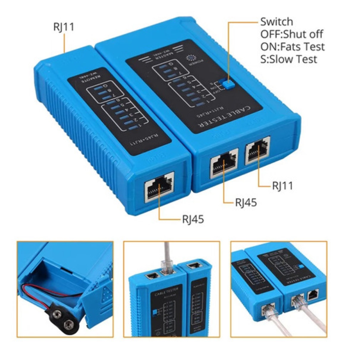 Cable De Prueba Probador Pelacables Rojo Rj11/rj12/cat5 Cat6 azul