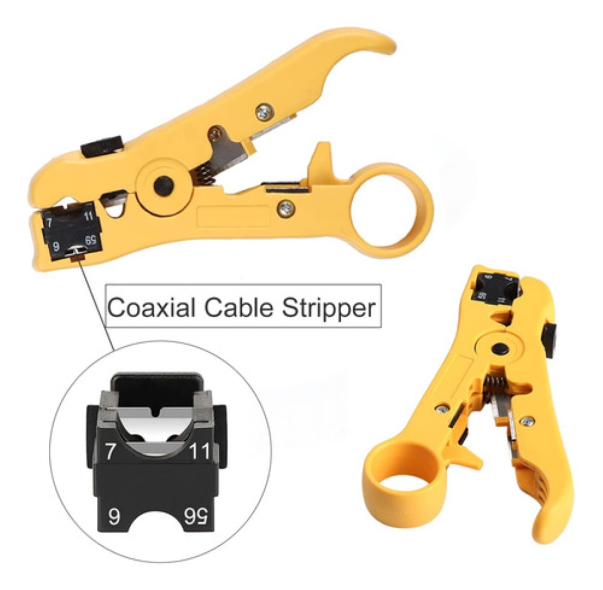 Pinza Peladora De Cables Para Rg, Coaxial Y Utp Mt-505 amarillo