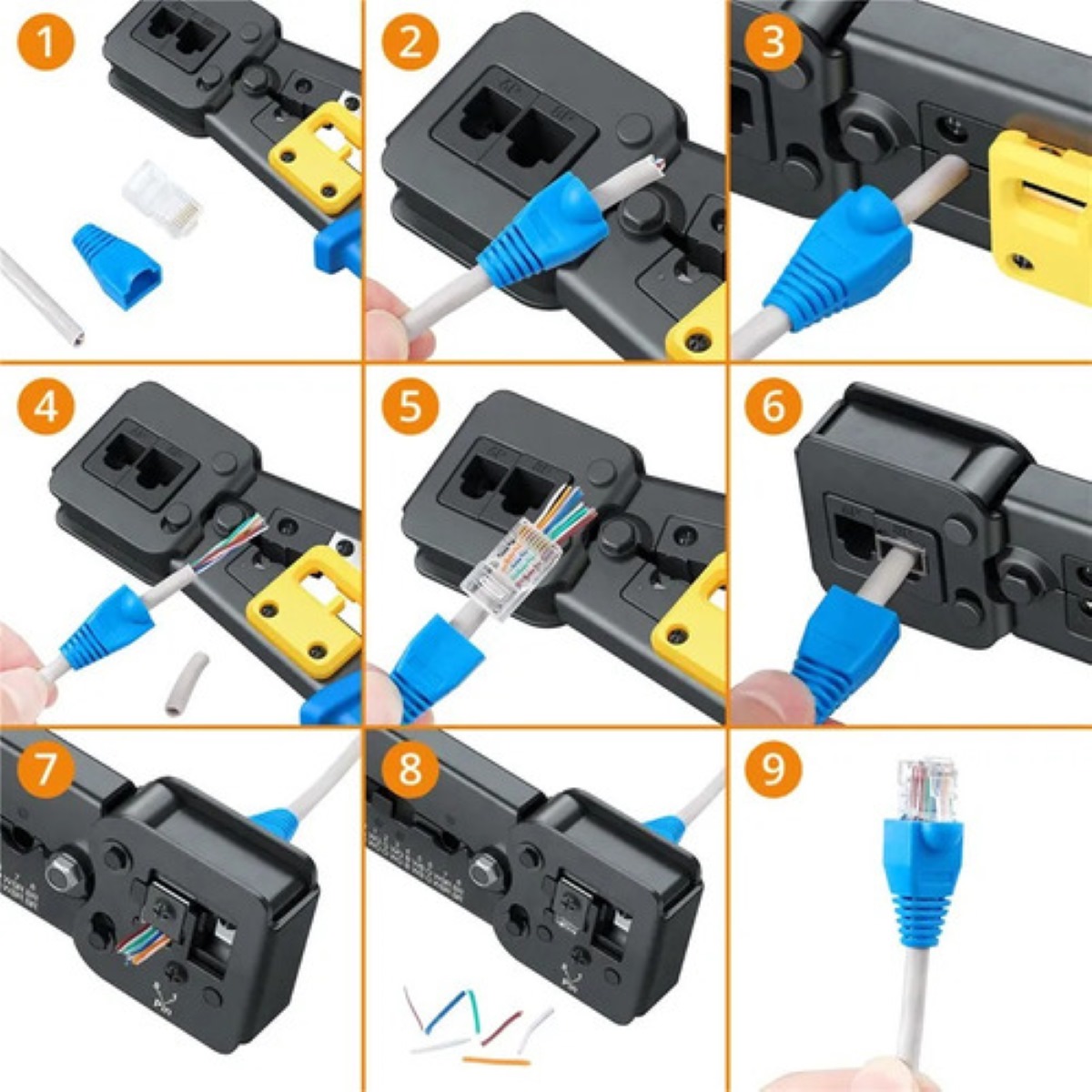 Cable De Prueba Probador Pelacables Rojo Rj11/rj12/cat5 Cat6 azul