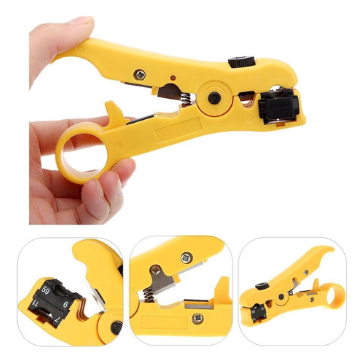Pinza Peladora De Cables Para Rg, Coaxial Y Utp Mt-505 amarillo