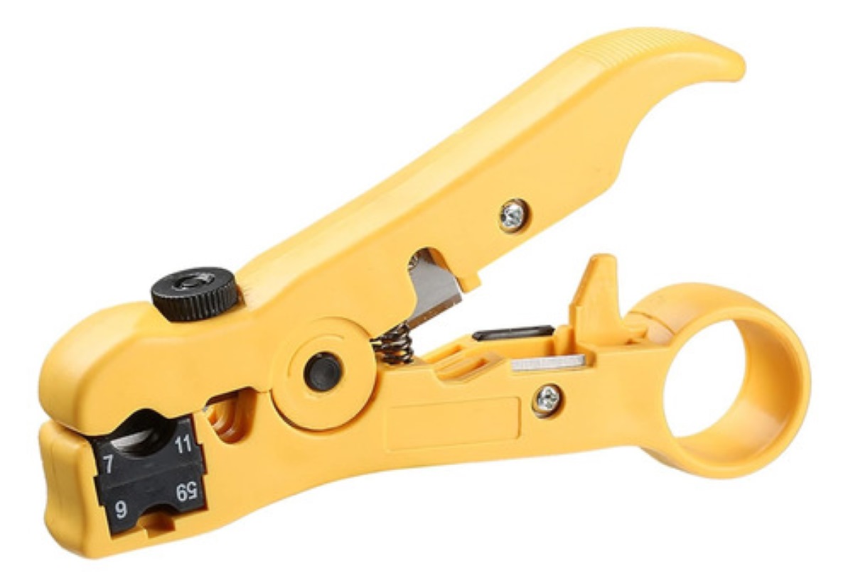 Pinza Peladora De Cables Para Rg, Coaxial Y Utp Mt-505 amarillo