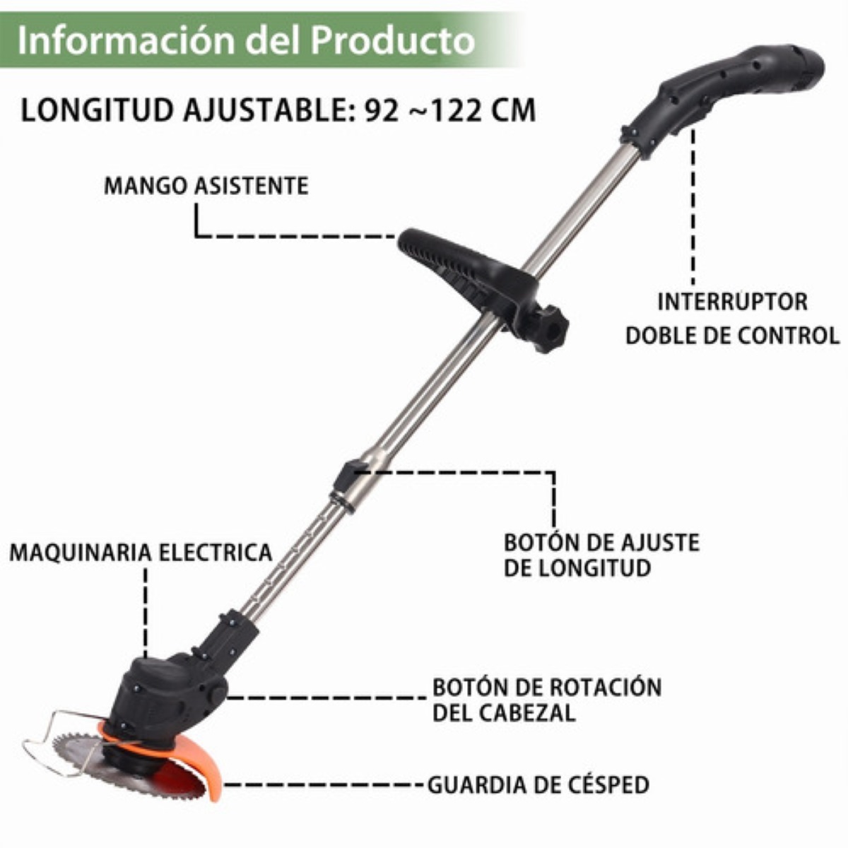 Desbrozadora Electrica Inalámbrica Portátil Podadoras Pasto Negro
