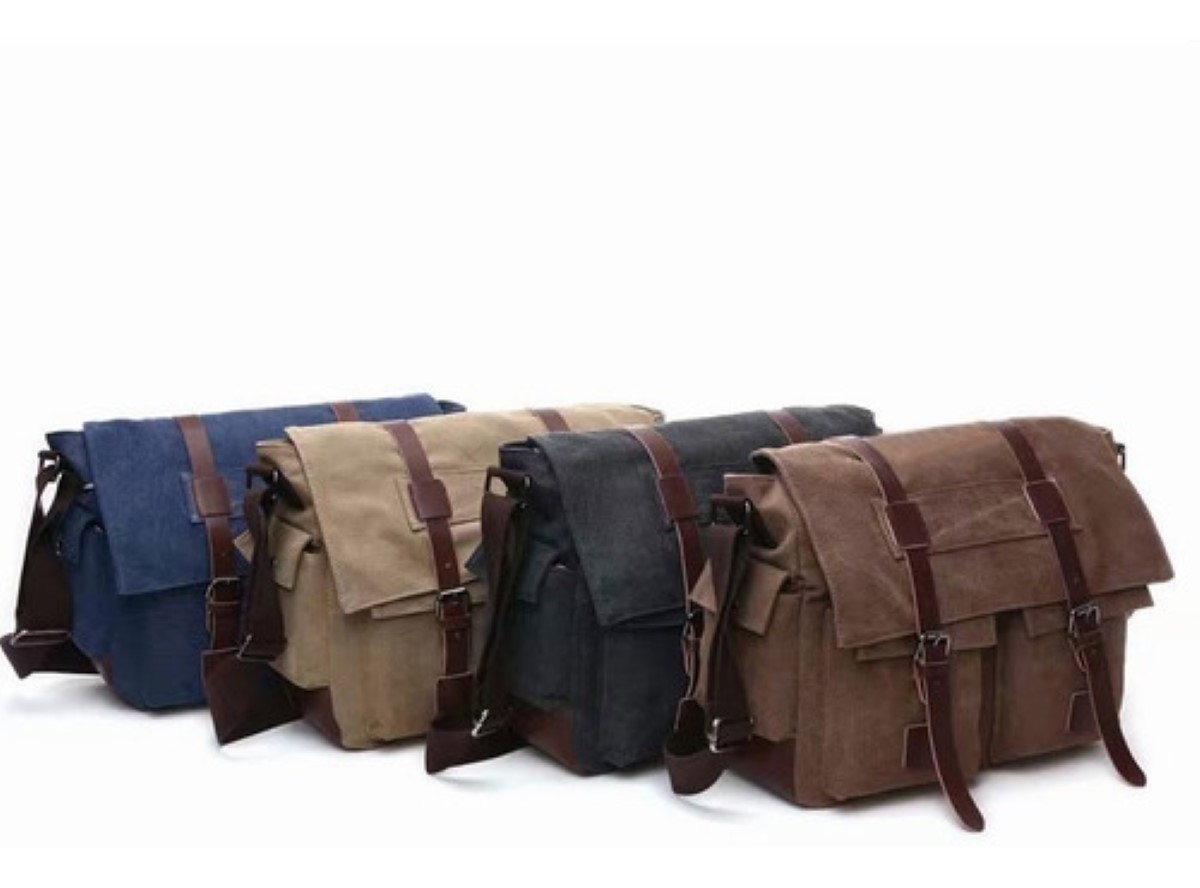 Bandolera Hombre Bolsa De Mensajero De Lona Militar Azul Marino