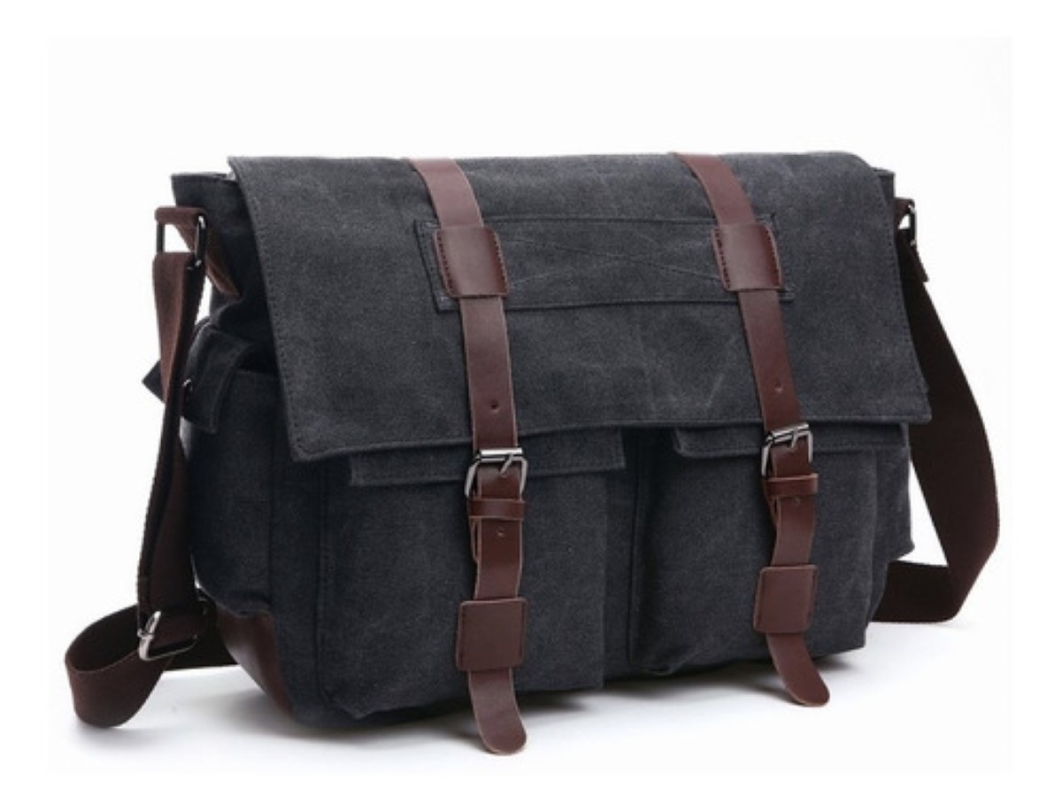 Bandolera Hombre Bolsa De Mensajero De Lona Militar Azul Marino