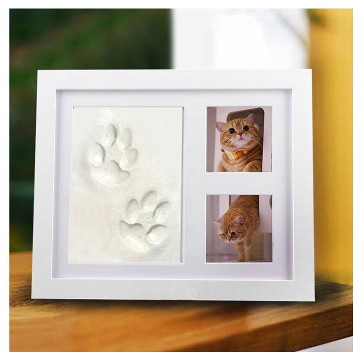 Porta Retrato Para Bebes o Mascotas Con Impresión de Manual de Huella Blanco.