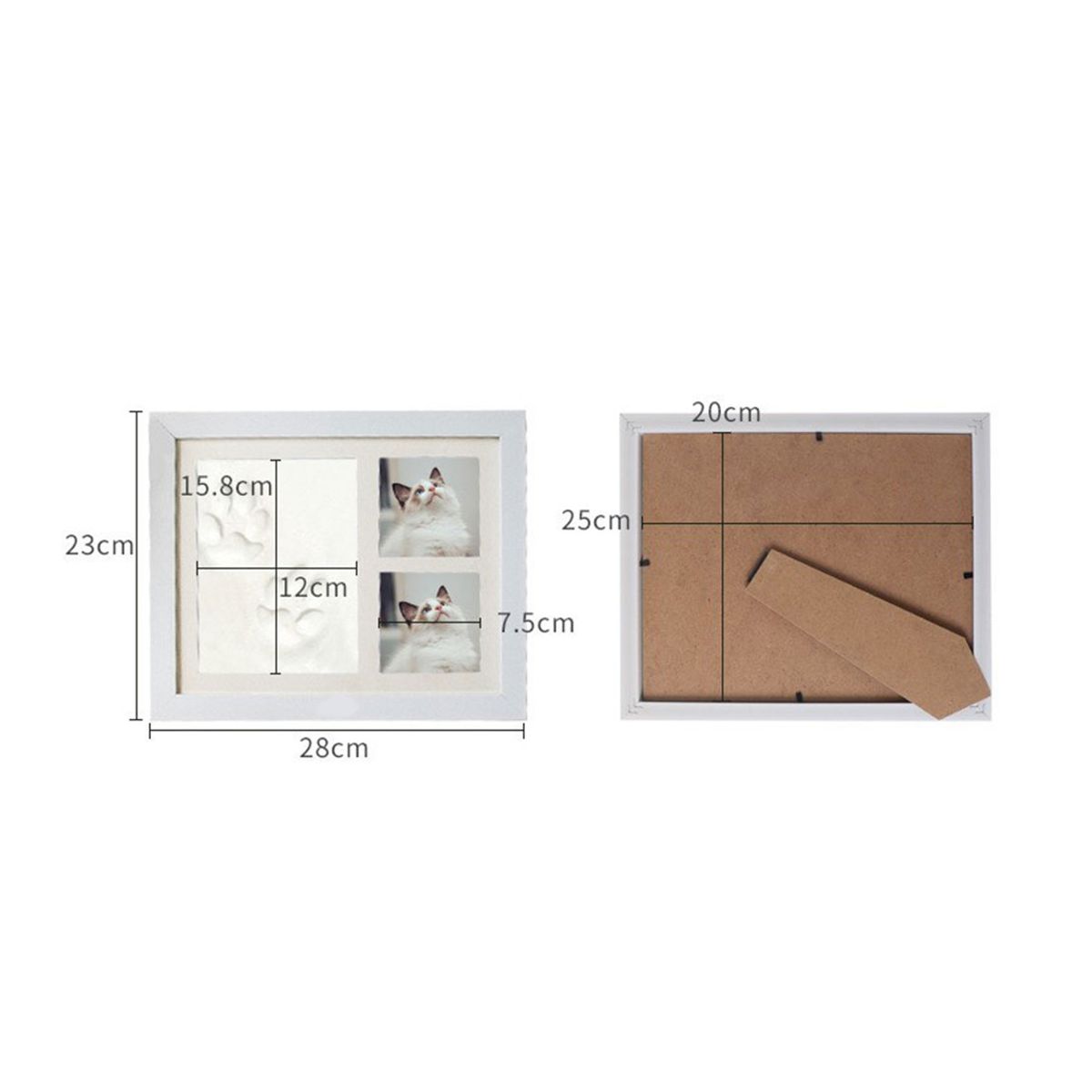 Porta Retrato Para Bebes o Mascotas Con Impresión de Manual de Huella Blanco.