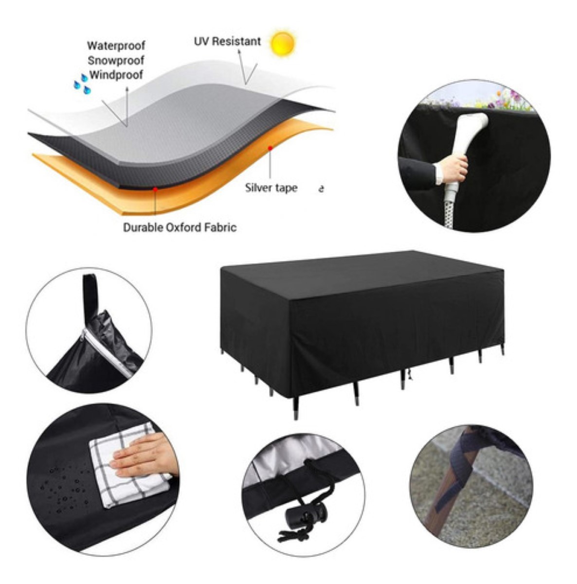 Más Vendido Cubierta Mesa Jardin Funda Para Muebles Exterior negro
