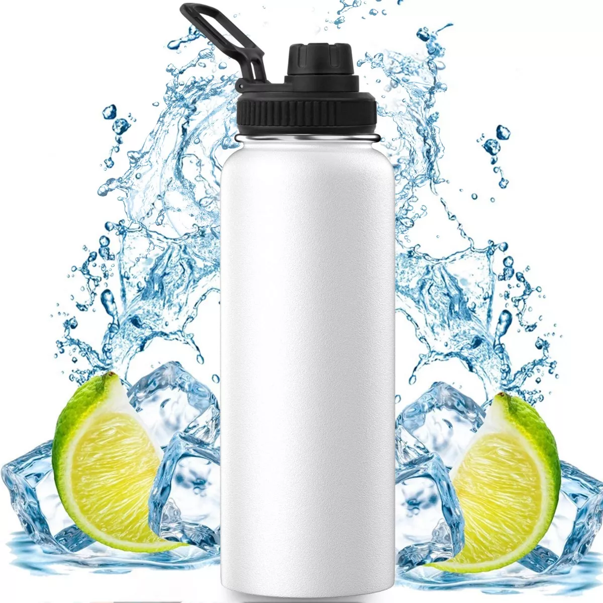 Botella De Agua Fría/caliente De Acero Inoxidable De 1.2 L Blanco.