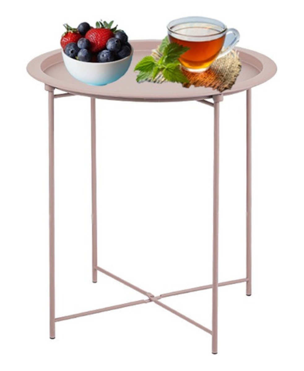 Mesa Auxiliar Moderna De Metal Extensible rosa