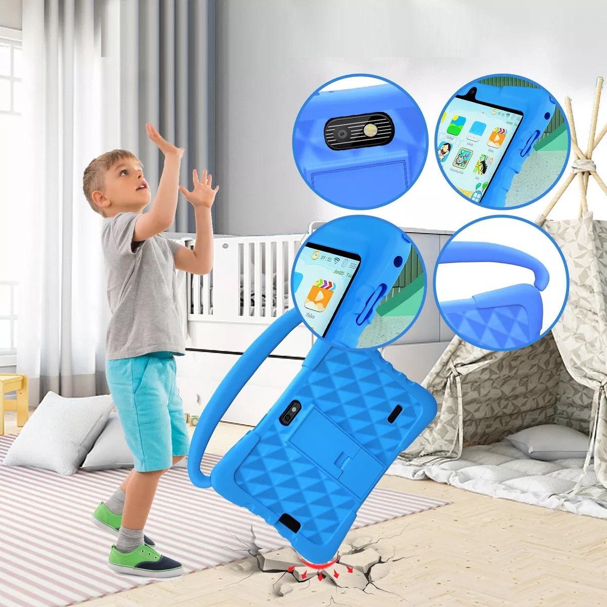 Tableta 7 Pulgadas Para Niño Android 12 32gb Memoria Azul.