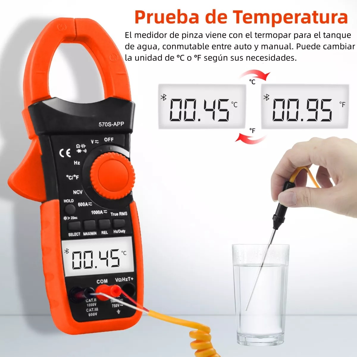 Pinza Amperimétrica Bluetooth Digital 570s-app 1000a Ac 6000.