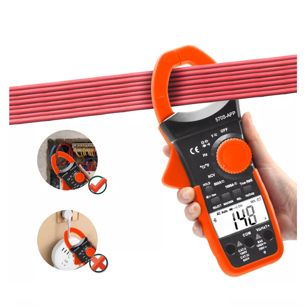 Pinza Amperimétrica Bluetooth Digital 570s-app 1000a Ac 6000.