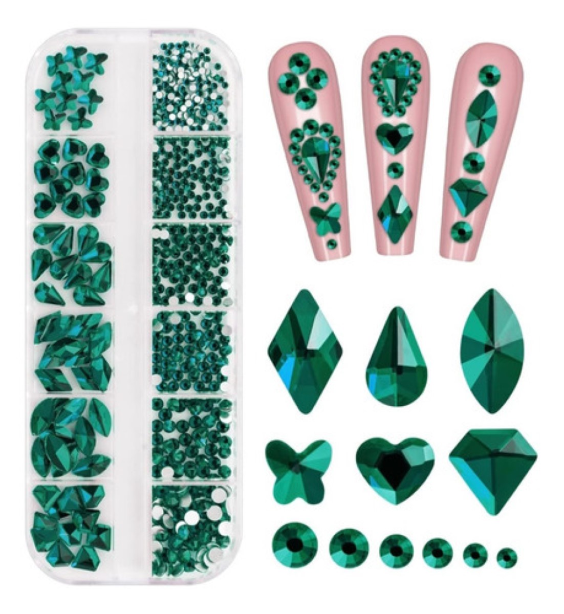 Piedras, Cristales De Calidad Para Uñas Verde