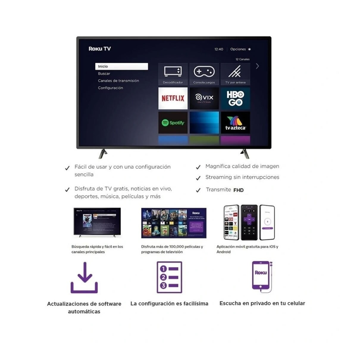 Pantalla Tv JVC 43 pulg Roku Smart tv Full Hd usb hdmi netflix
