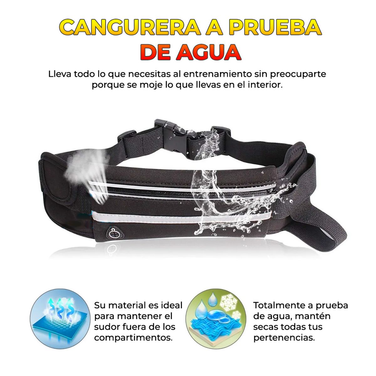 Cangurera Deportiva Unisex Impermeable Colores Varios.