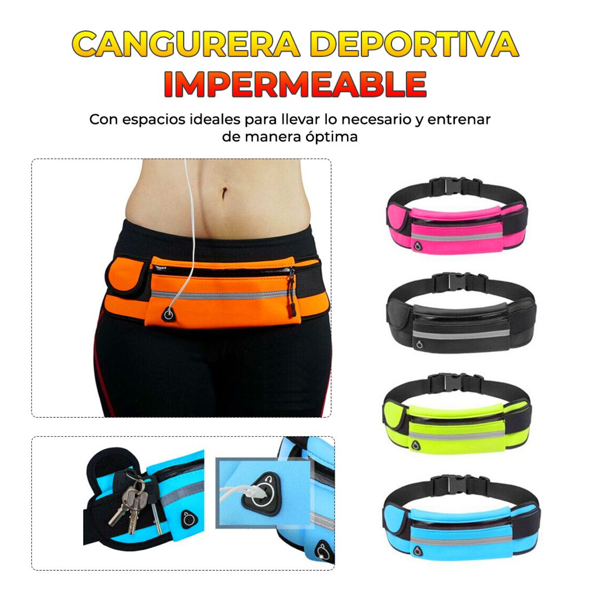 Cangurera Deportiva Unisex Impermeable Colores Varios.