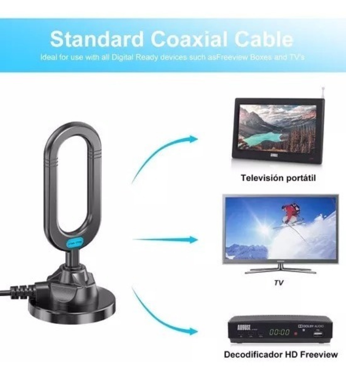 Antenna De Tv De Televisionn Para Interiores Hdtv 1080p 4k