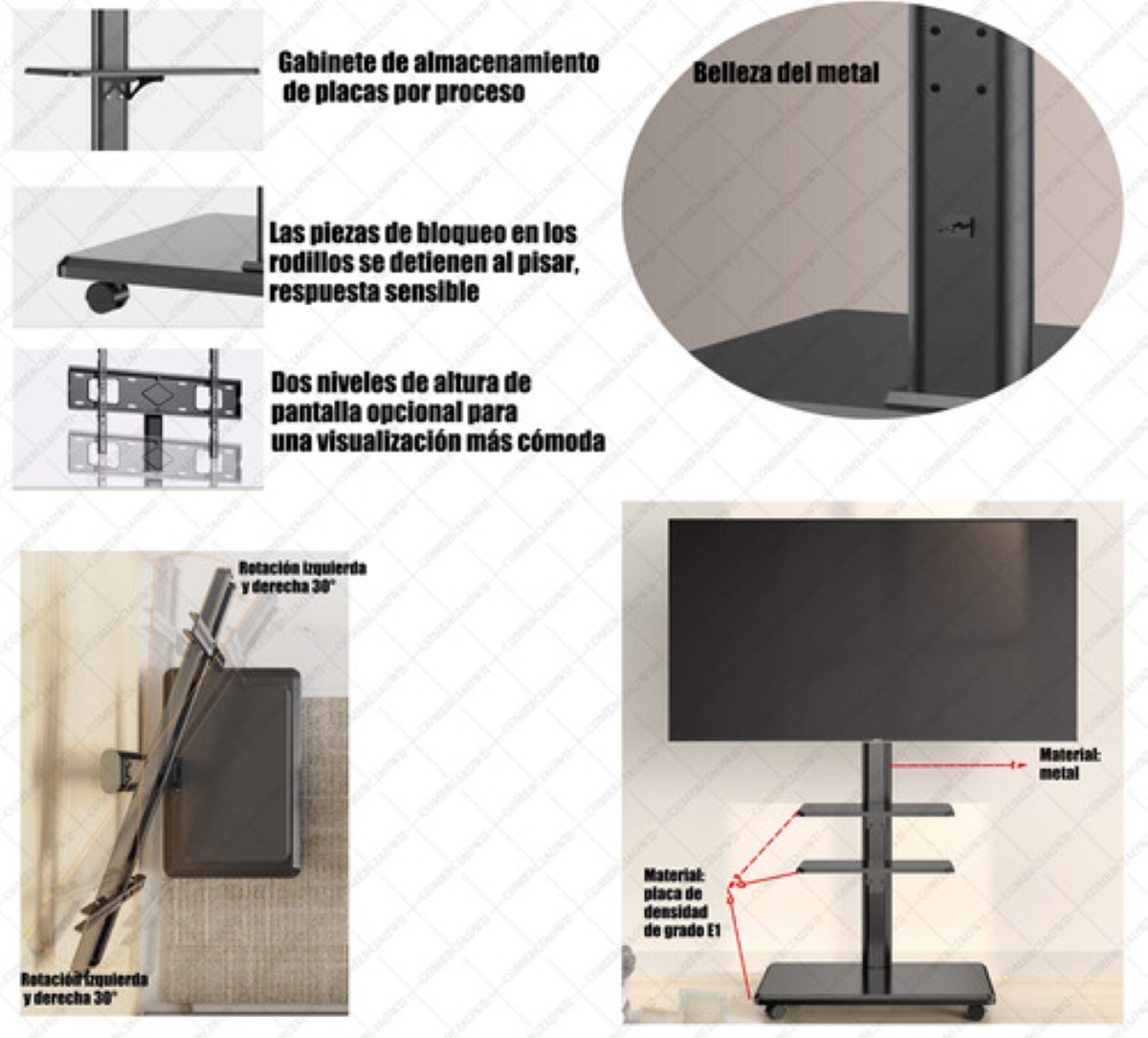 Soporte De Tv Carrito De Tv Móvil Con Ruedas Para Tv 32-75